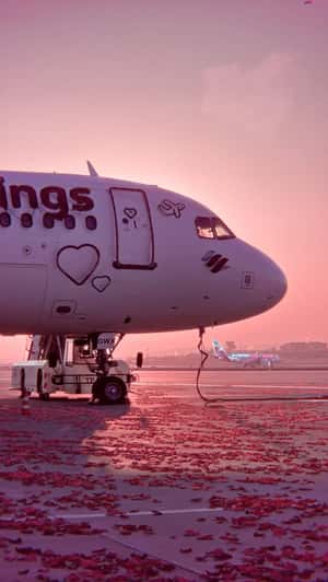 Glowing Plane for Valentine's Day in a fake-out-of-home ad of Eurowings