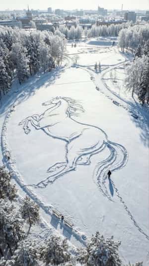 Horse Etched on Snow in a fake-out-of-home ad of Balenciaga