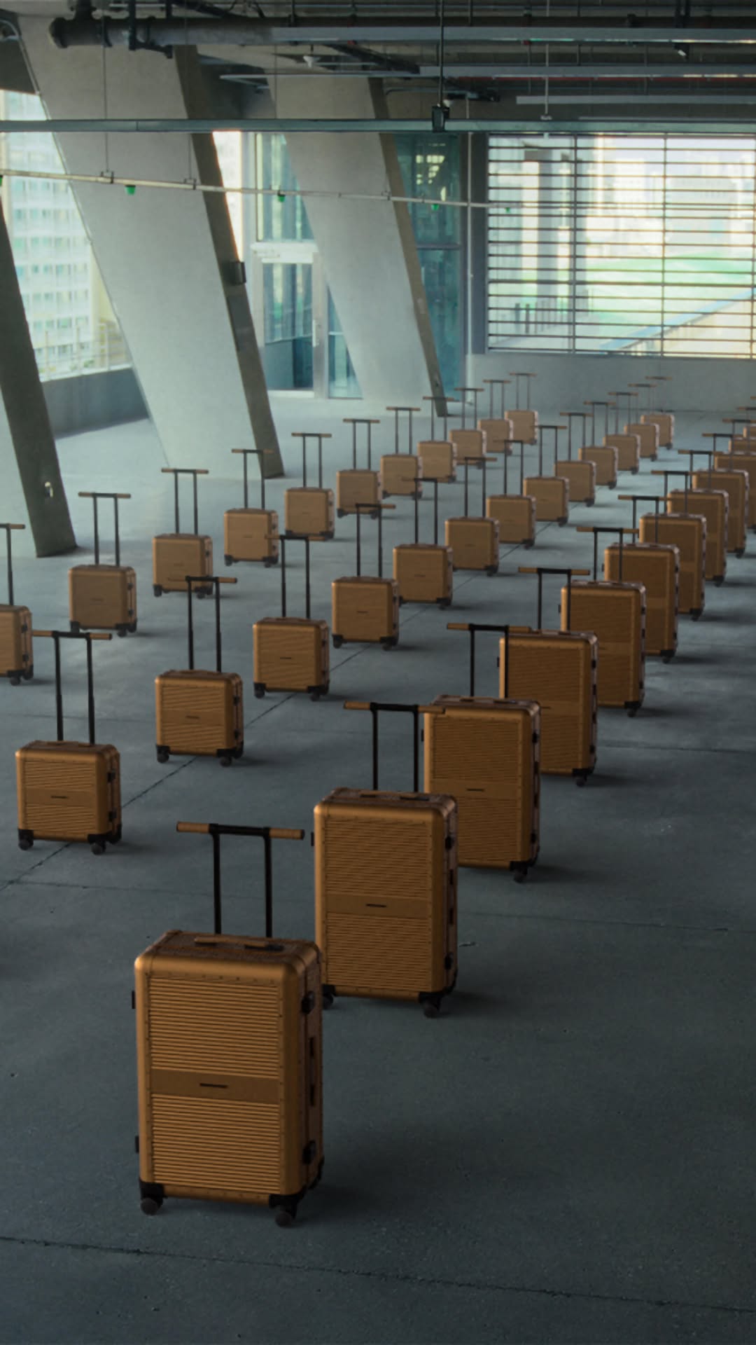 MCM Gold Luggage Adventure in a fake-out-of-home ad of MCM Worldwide