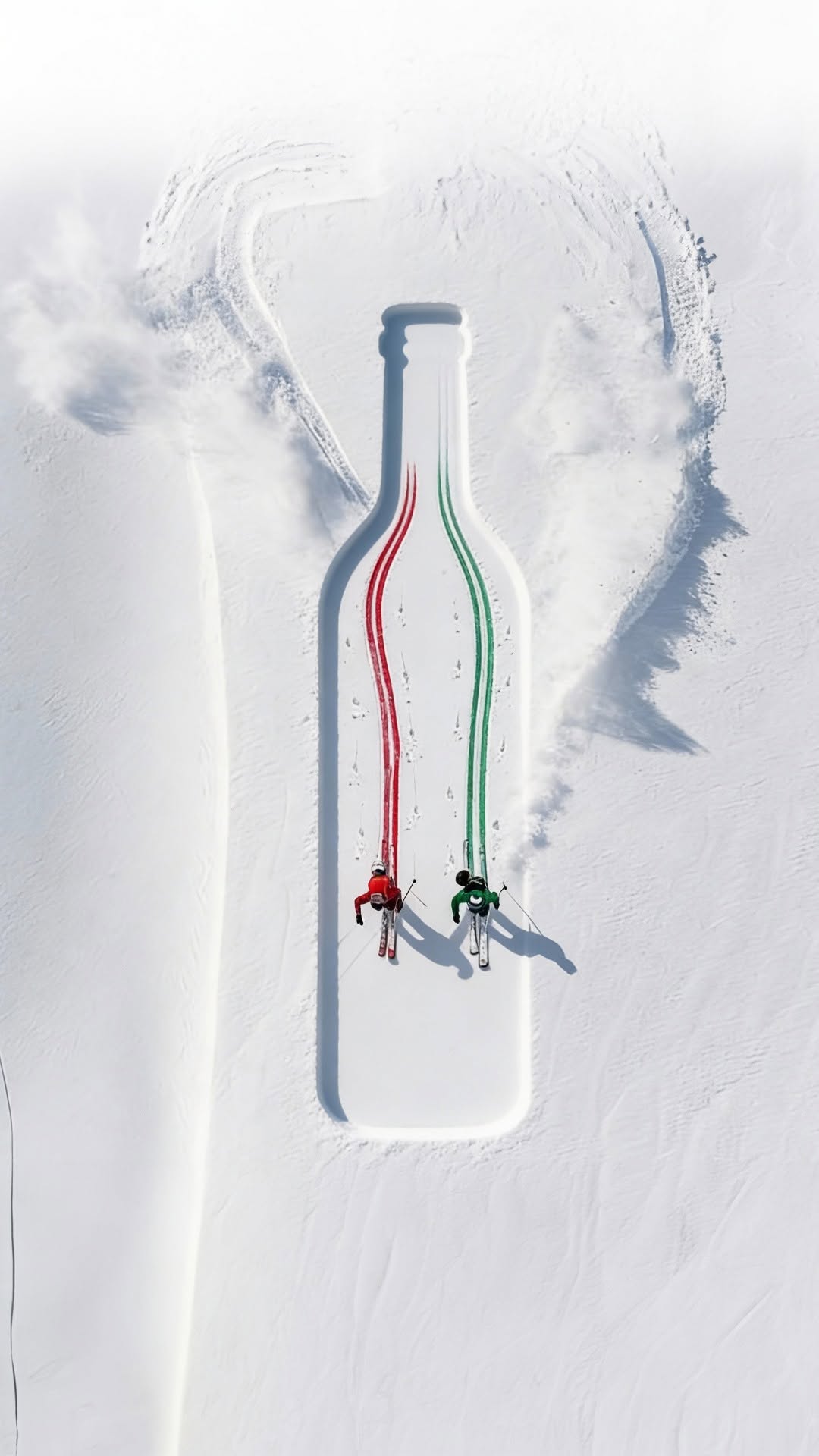 Giant Wine Bottle Dent in Snow in a fake-out-of-home ad of Corte Giara