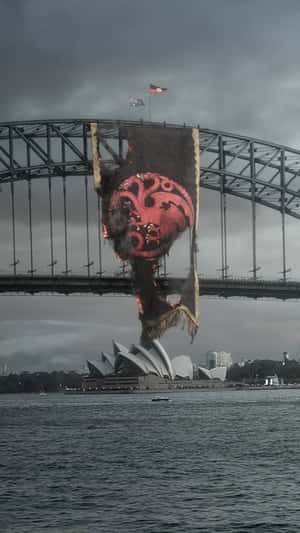 House of the Dragons Burnt Banner in a fake-out-of-home ad of HBO Max