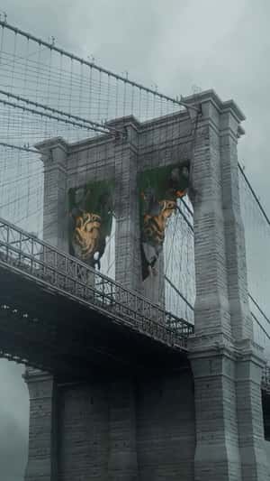 Burnt Banner on Brooklyn Bridge in a fake-out-of-home ad of House of the Dragon