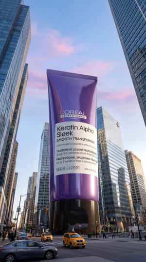 Inflated Giant Bottle in a fake-out-of-home ad of L'Oréal Professionnel Paris