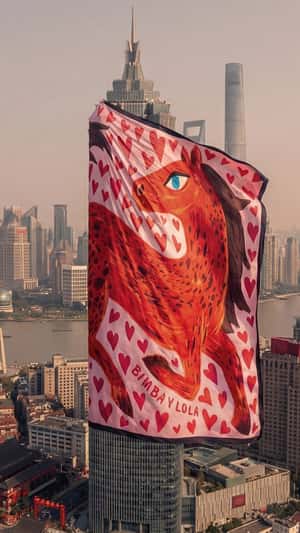Horse Artwork Across Shanghai in a fake-out-of-home ad of Bimba y Lola