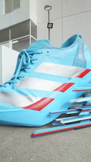 Giant Sneaker Moves Through Tokyo Streets in a fake-out-of-home ad of Adidas
