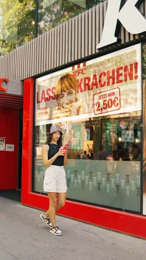 Interactive Window Reveals Food Options in a fake-out-of-home ad of KFC