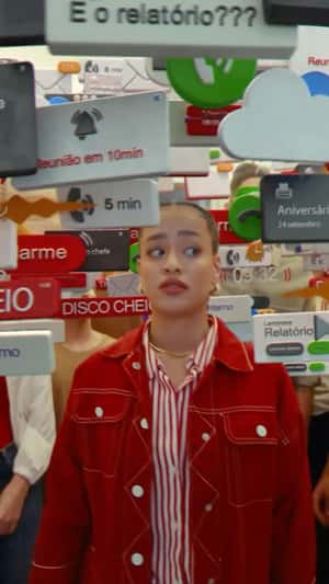 Floating Notifications Follow Woman in a fake-out-of-home ad of KitKat