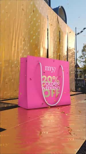 Pink Paper Bag on the Street in fake-out-of-home ad of My Jewellery