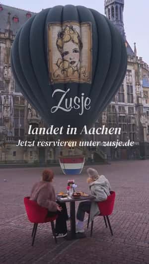 Hot Air Balloon Lands at Aachen Town Hall in a fake-out-of-home ad of Zusje