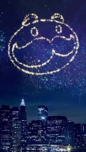 Logo Lights Up Skyline with Fireworks in a fake-out-of-home ad of Pringles