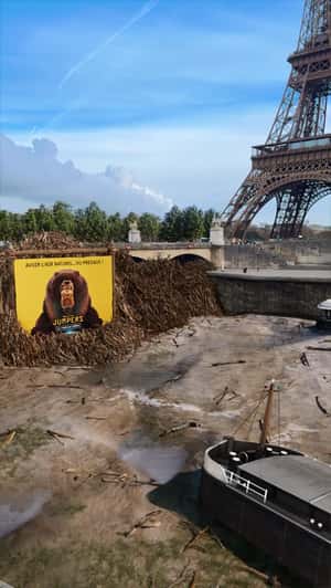 Beaver Dam at Eiffel Tower in a fake-out-of-home ad of Disney
