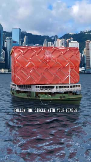 Giant Red Handbag on Star Ferry in a fake-out-of-home ad of Lane Crawford