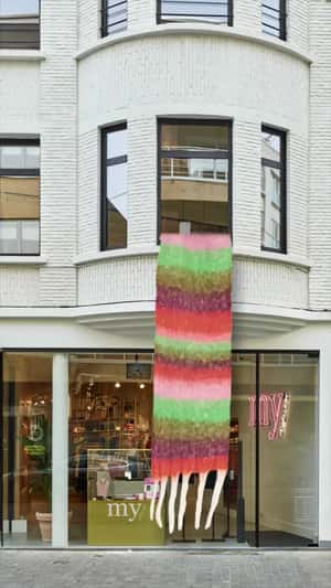 Giant Scarf Hanging in fake-out-of-home ad of My Jewellery