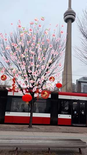 Lanterns Emerge as Train Passes By in a fake-out-of-home ad of Toronto Transit Commission