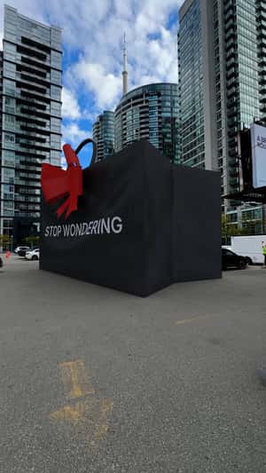 Giant Black Shopping Bag Lands in Toronto in a fake-out-of-home ad of Winners