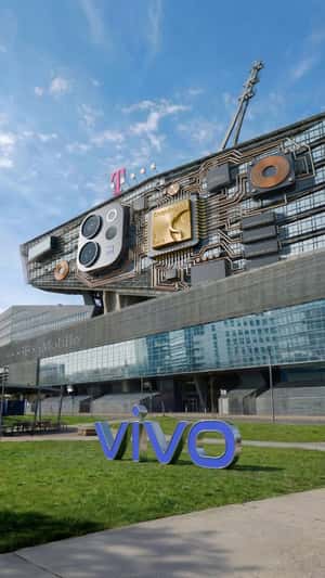 Giant Mobile Phone Parts Assemble in a fake-out-of-home ad of Vivo
