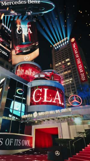 Giant Blimp Showcases New Car Banner in a fake-out-of-home ad of Mercedes-Benz