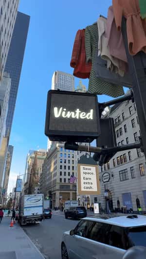 Clothes Take Over New York City Streets in a fake-out-of-home ad of Vinted