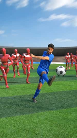 Football Ball Kicked from Street to Stadium in a fake-out-of-home ad of Lenovo