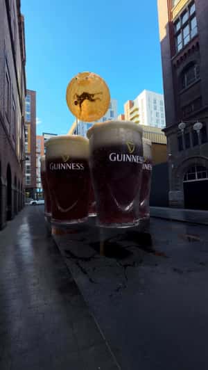 Giant Zorb Ball Lands on Giant Beer in a fake-out-of-home ad of Best of Ireland