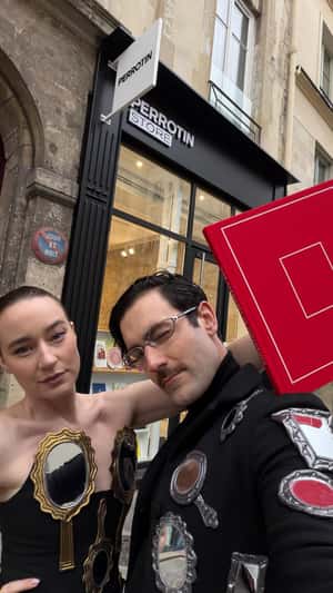 Giant Book Drops at Perrotin Store in a fake-out-of-home ad of Young Emperors