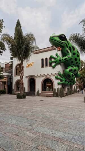 Giant Frog Leaps onto Store in a fake-out-of-home ad of Lust