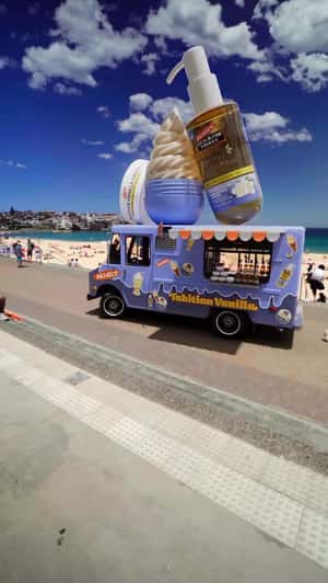 Body Oil Spill Over Pop-Up Van in a fake-out-of-home ad of Palmer's