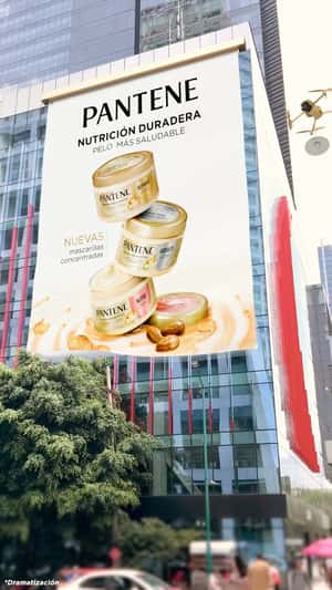 Massive Banner Revealed on Building Facade in a fake-out-of-home ad of Pantene