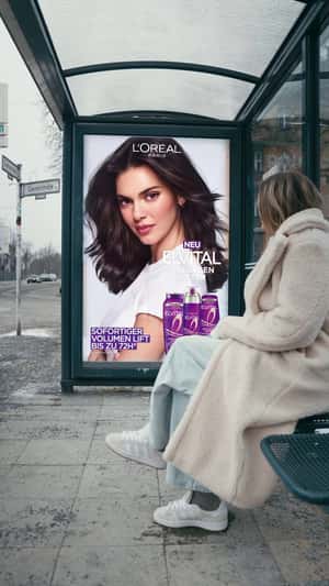 Bus Stop Poster Turns Into Mirror in a fake-out-of-home ad of L'Oréal Paris