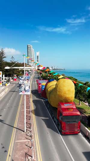 Giant Cheese Puff on Truck in a fake-out-of-home ad of Garidakia Charalambous