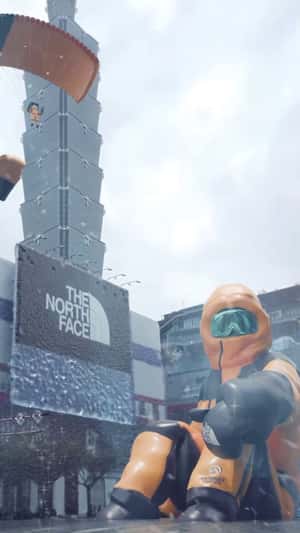 Giant Paraglider Lands in Taipei in a fake-out-of-home ad of The North Face