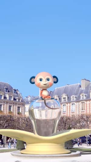 Monkey Jumps Onto Giant Pacifier in a fake-out-of-home ad of Biolane