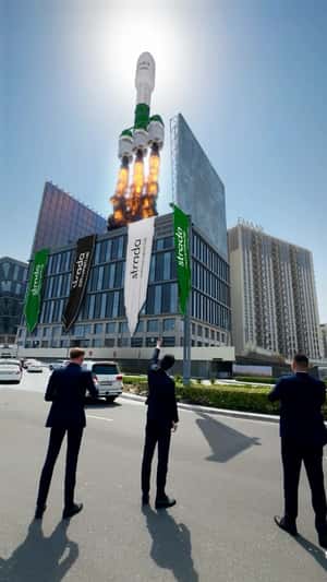 Rocket Launches from Building Roof in a fake-out-of-home ad of Strada