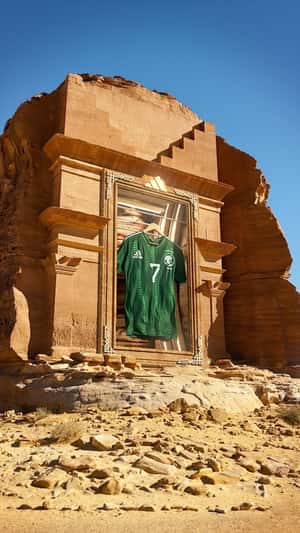 Saudi Arabia Jersey Display in fake-out-of-home ad of Adidas