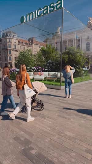 Lounge Set Installed Inside Glass Display in a fake-out-of-home ad of Micasa