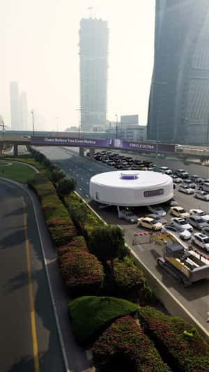 Clears Traffic on Sheikh Zayed Road in a fake-out-of-home ad of Narwal Robot