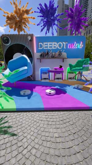 Giant Deebot Mini Street Installation in a fake-out-of-home ad of Ecovacs