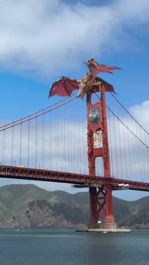 Dragon on Golden Gate Bridge in a fake-out-of-home ad of Crimson Desert