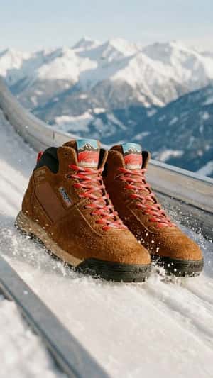 Boots Glide Across Snow Slopes in a fake-out-of-home ad of Autry