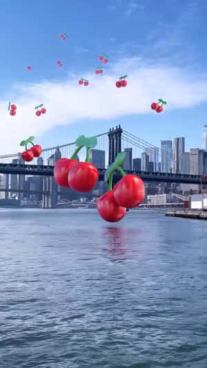 Giant Cherry Logos Fall From the Sky in a fake-out-of-home ad of Pacha