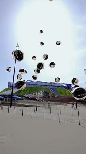 Basketballs Rain Over Accor Arena in a fake-out-of-home ad of FFBB