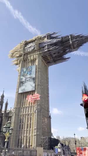 Lunafilament Printing Error Distort Big Ben in a fake-out-of-home ad of Capcom