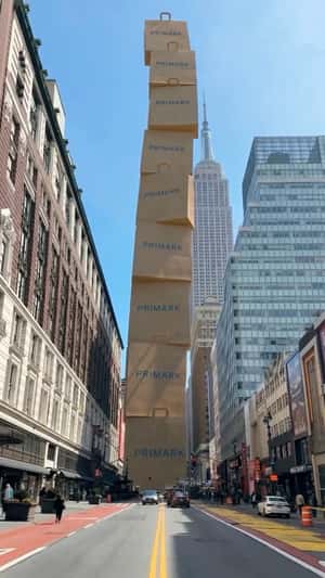 Giant Bags Take Over NYC in a fake-out-of-home ad of Primark