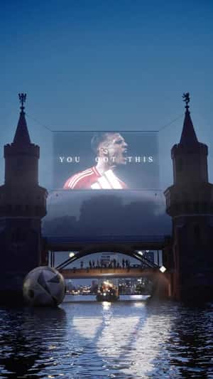 Floating Football on River in fake-out-of-home ad of Adidas