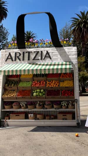 Giant Bag Turns Into Market Stall in a fake-out-of-home ad of Aritzia