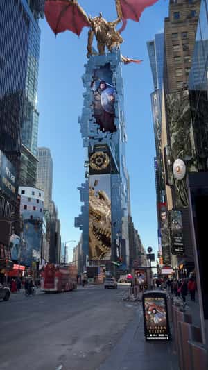Dragon King on One Times Square in a fake-out-of-home ad of Crimson Desert