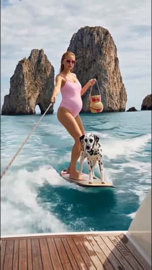 Wakeboarding With Dalmatian and Bag in a fake-out-of-home ad of Malu Borges