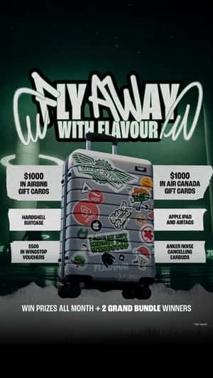 Travel Items Float Past Airplane Window in a fake-out-of-home ad of Wingstop