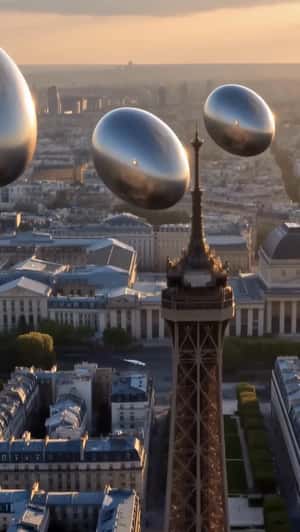 Giant Chrome Balls Fall from Space to Paris in a fake-out-of-home ad of L’Oréal Professionnel Paris