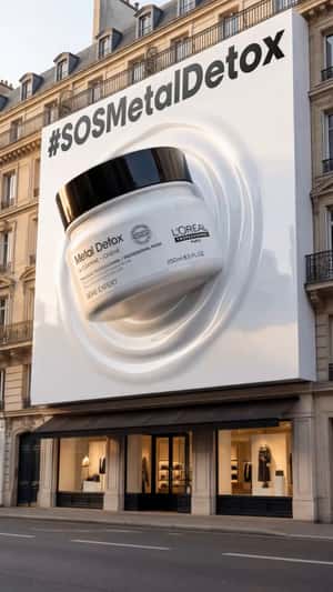 Giant Metal Detox Jars Emerge From Billboard in a fake-out-of-home ad of L'Oréal Professionnel Paris